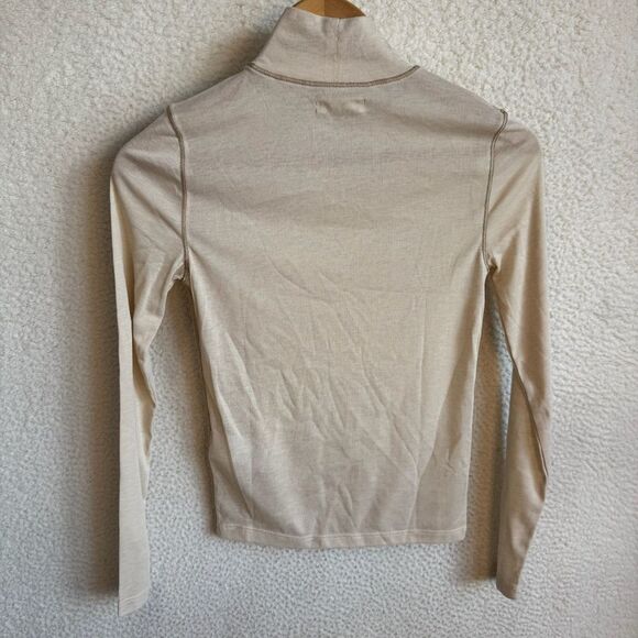 Madewell Semi-Sheer Mockneck Tee Womens XS Heather Oatmeal‎ - Picture 3 of 6